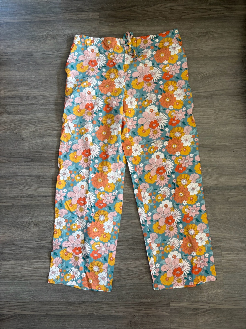 NWT 100% Cotton Mahogany Floral Wide-Leg Pants